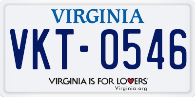 VA license plate VKT0546