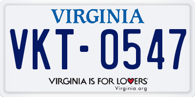 VA license plate VKT0547