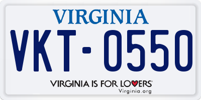 VA license plate VKT0550