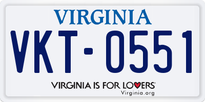 VA license plate VKT0551