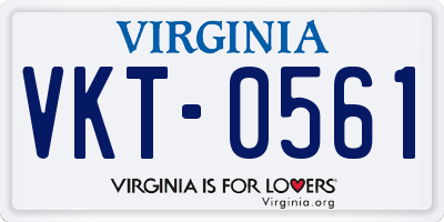 VA license plate VKT0561