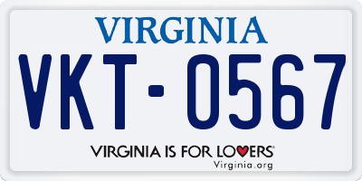 VA license plate VKT0567