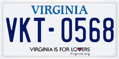 VA license plate VKT0568