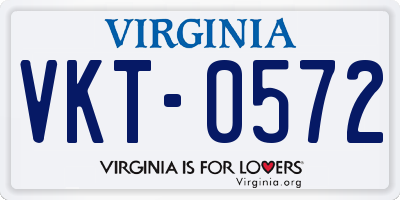 VA license plate VKT0572