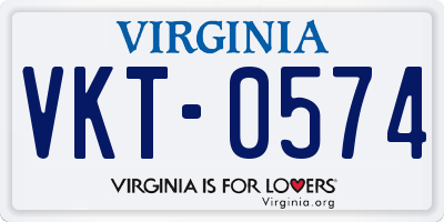 VA license plate VKT0574