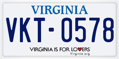 VA license plate VKT0578