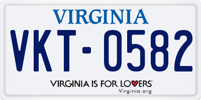 VA license plate VKT0582