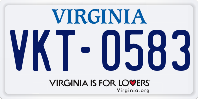 VA license plate VKT0583