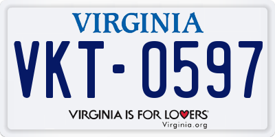 VA license plate VKT0597