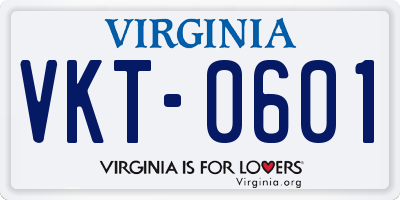 VA license plate VKT0601