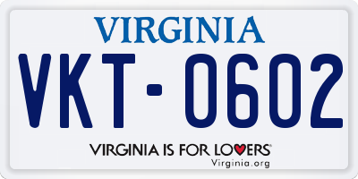 VA license plate VKT0602