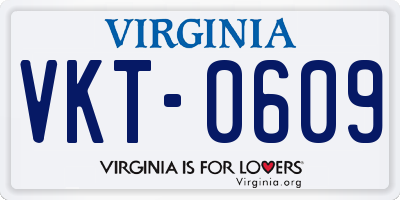 VA license plate VKT0609