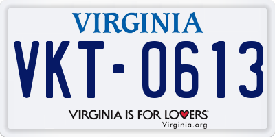VA license plate VKT0613