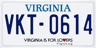 VA license plate VKT0614