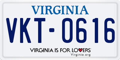 VA license plate VKT0616