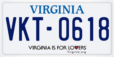 VA license plate VKT0618