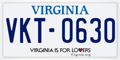 VA license plate VKT0630