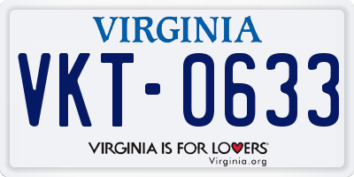 VA license plate VKT0633