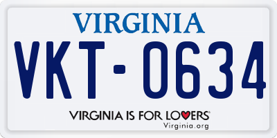 VA license plate VKT0634