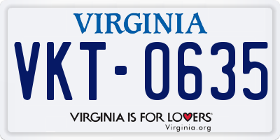 VA license plate VKT0635