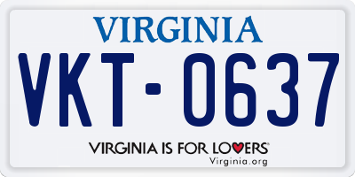 VA license plate VKT0637