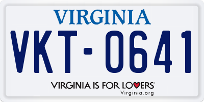 VA license plate VKT0641