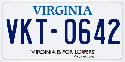 VA license plate VKT0642