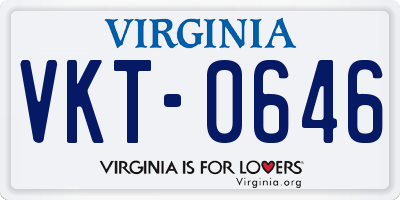 VA license plate VKT0646