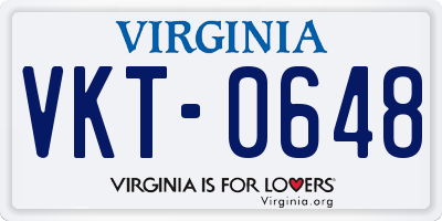 VA license plate VKT0648