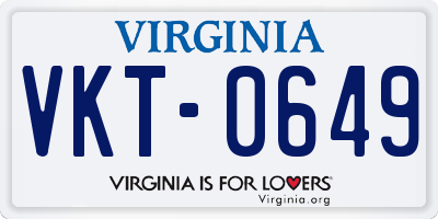 VA license plate VKT0649