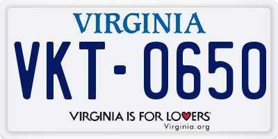 VA license plate VKT0650
