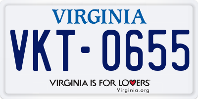 VA license plate VKT0655