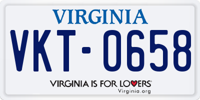 VA license plate VKT0658