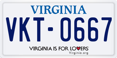 VA license plate VKT0667