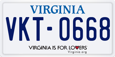 VA license plate VKT0668