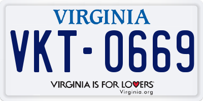 VA license plate VKT0669