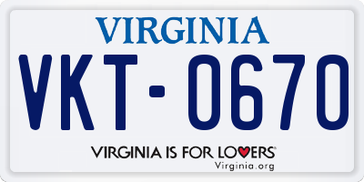 VA license plate VKT0670