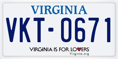 VA license plate VKT0671