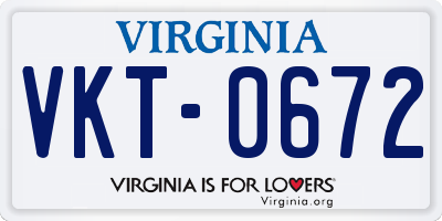 VA license plate VKT0672