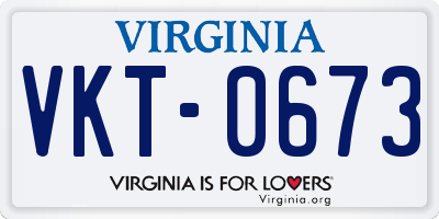 VA license plate VKT0673