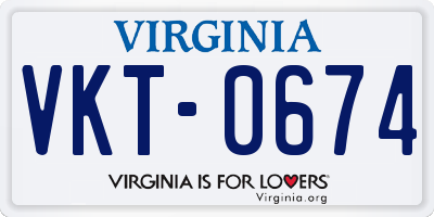 VA license plate VKT0674