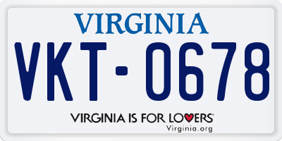 VA license plate VKT0678