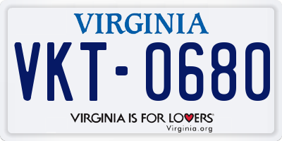 VA license plate VKT0680