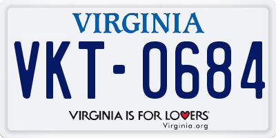 VA license plate VKT0684
