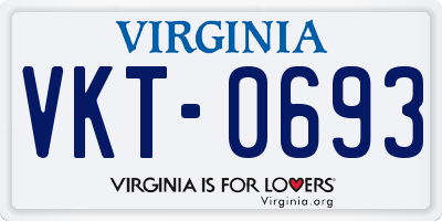 VA license plate VKT0693