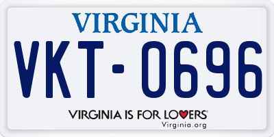 VA license plate VKT0696
