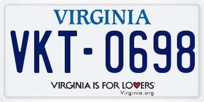 VA license plate VKT0698