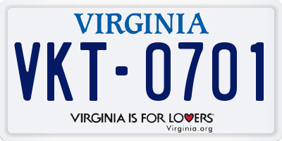 VA license plate VKT0701