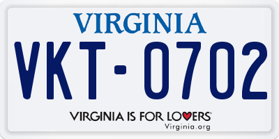 VA license plate VKT0702