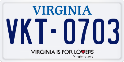 VA license plate VKT0703